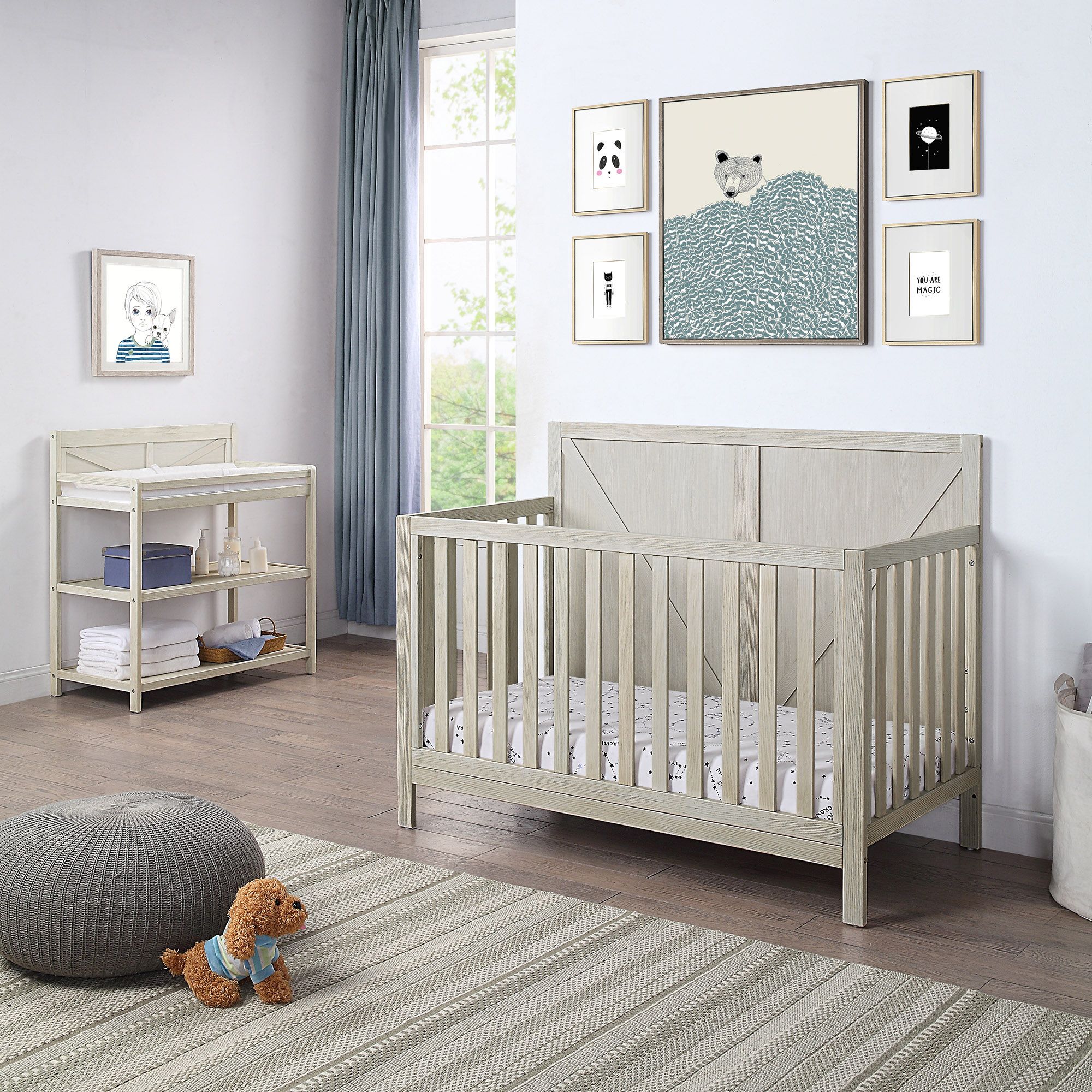 Suite Bebe 27200-WGY Barnside Lifetime 4-in-1 Crib&#44; Washed Gray