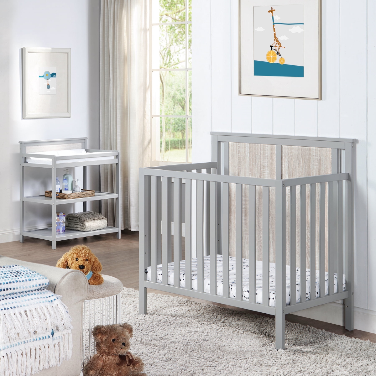 Suite Bebe 27599-GRY Connelly Mini Crib with Mattress Pad&#44; Gray & Rockport Gray