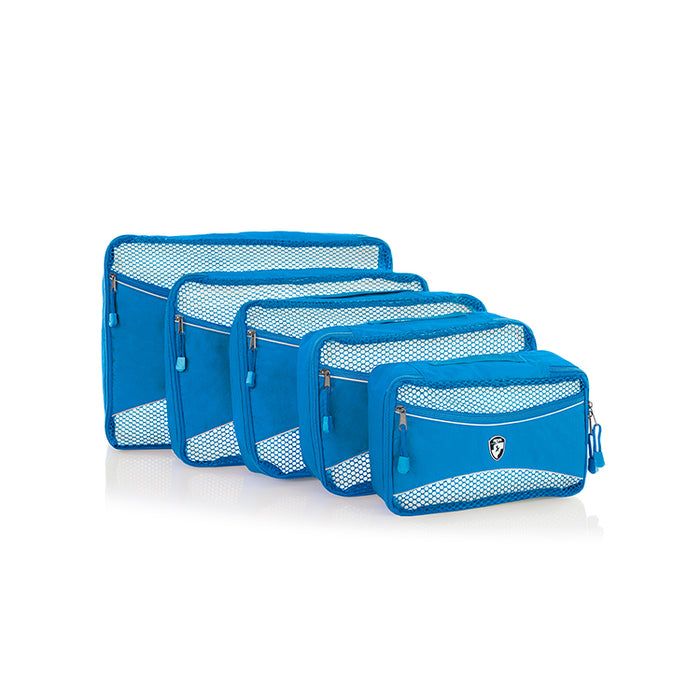 Heys America Ltd Heys 30109-0004-00 Ecotex Packing Cube Set with Front Zippered Pocket&#44; Blue - 5 Piece