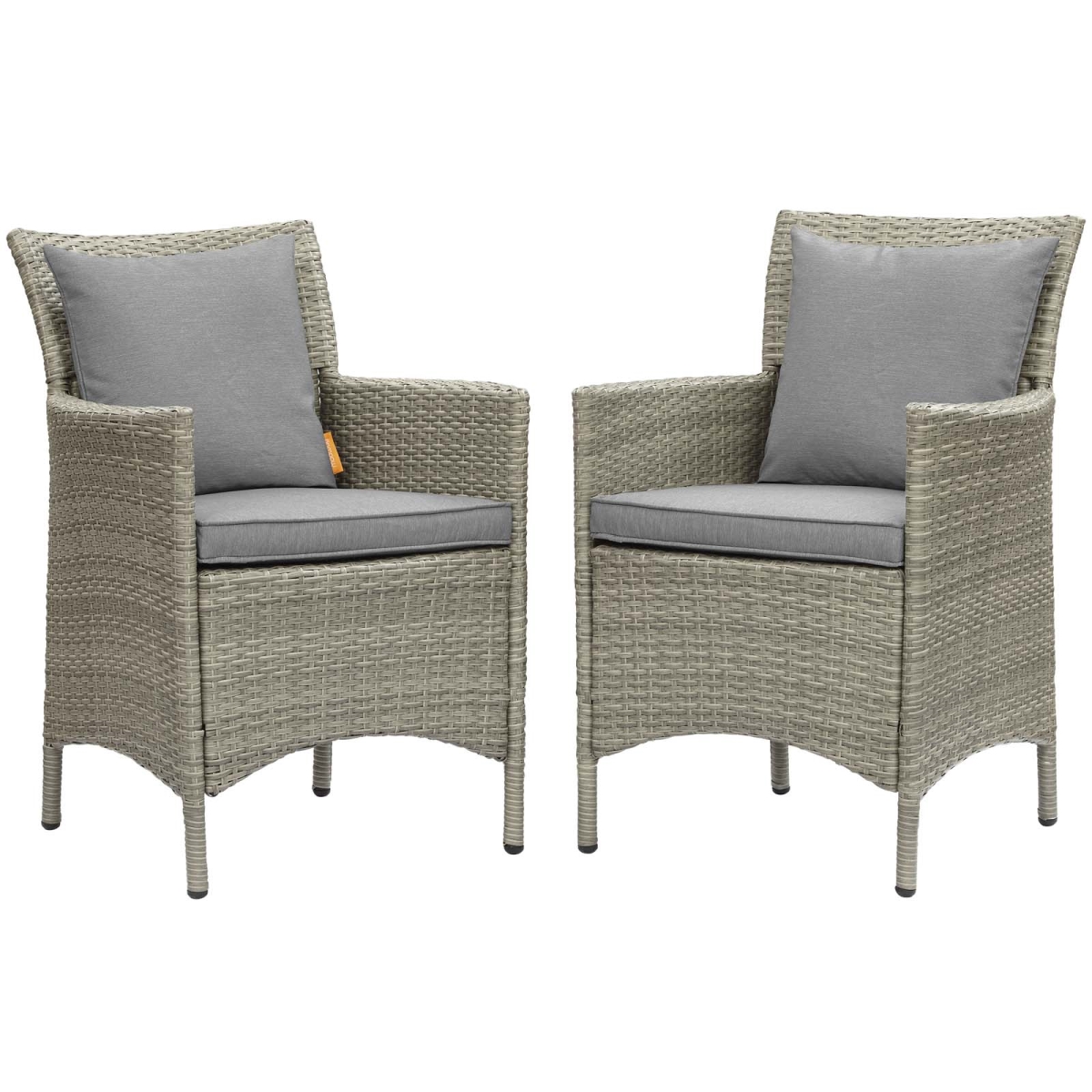 Modway Furniture EEI-4027-LGR-GRY Conduit Outdoor Patio Wicker Rattan Dining Armchair, Light Gray Gray - Set of 2