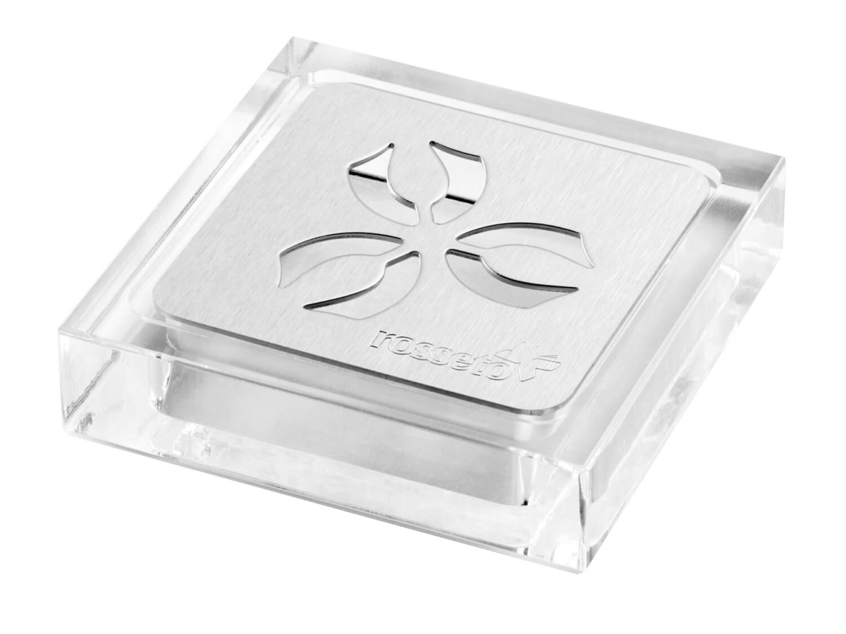 Rossetto Rosseto LD158 Iris Square Acrylic Beverage Dispenser Drip Tray with Stainless Steel Insert