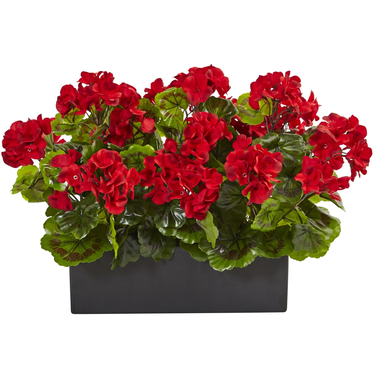 Nearly Natural 6949-RD Geranium in Rectangular Planter UV Resistant&#44; Red