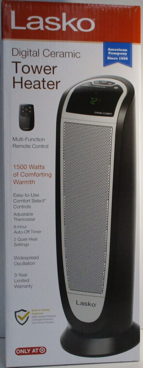 Lasko Products 114145 22 in. Digital Ceramic Tower Heater with Remote