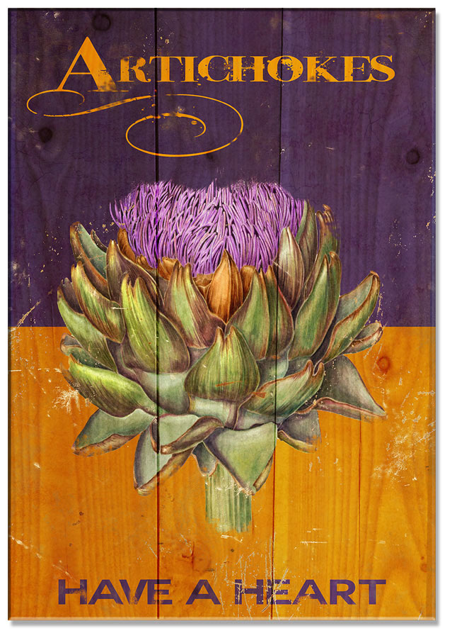 Past Time Signs 14 x 20 in. Artichokes Have A Heart Wood Print