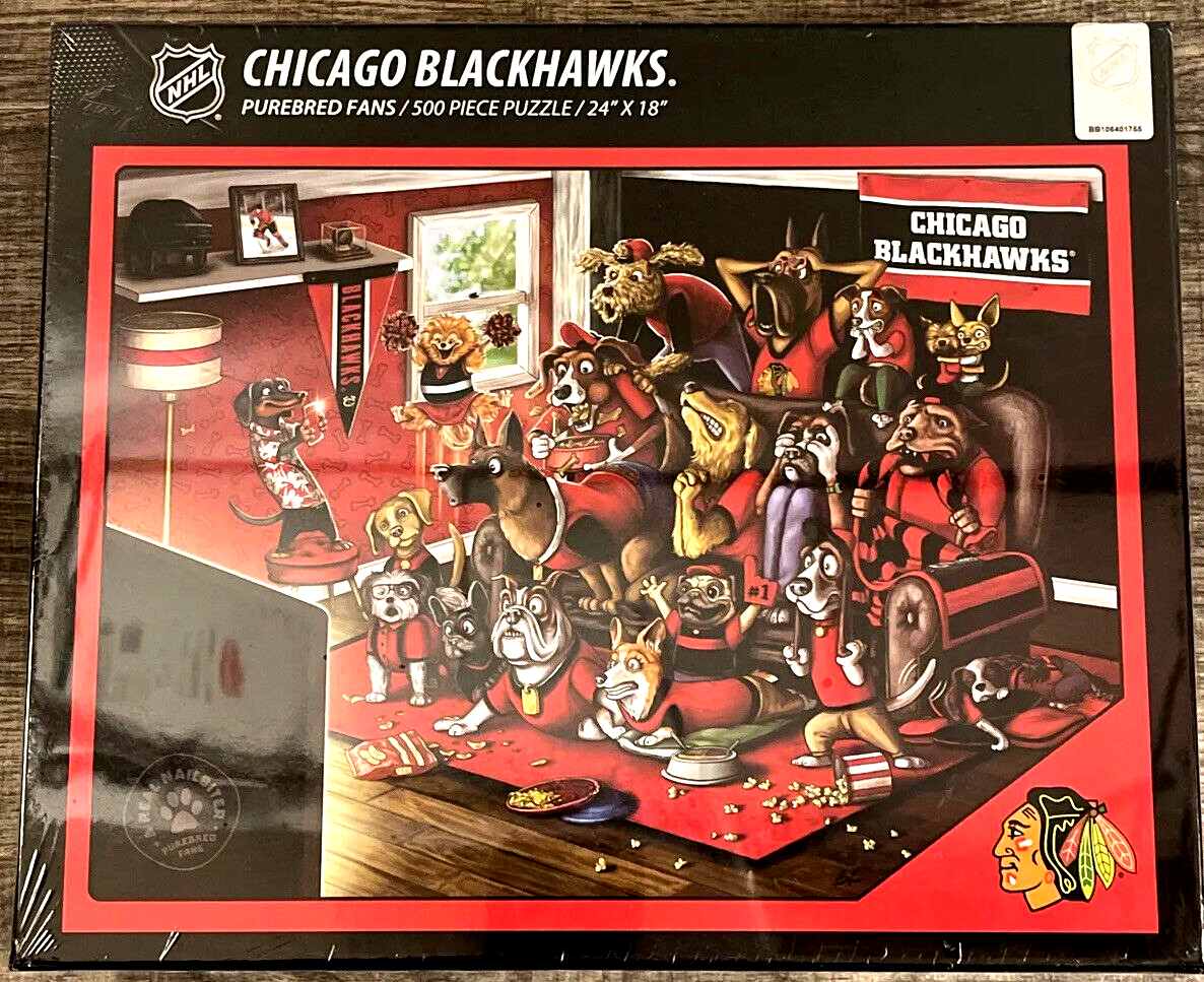 YouTheFan 2502557 18 x 24 in. NHL Chicago Blackhawks Purebred Fans Puzzle - A Real Nailbiter - 500 Piece