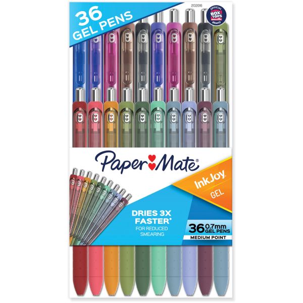 Paper-Mate PAP2132016 0.7 mm InkJoy Gel Pens, Assorted Color - Pack of 36
