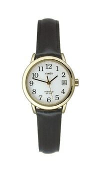 Timex T2H341 Women&'s Easy Reader Black Leather Watch