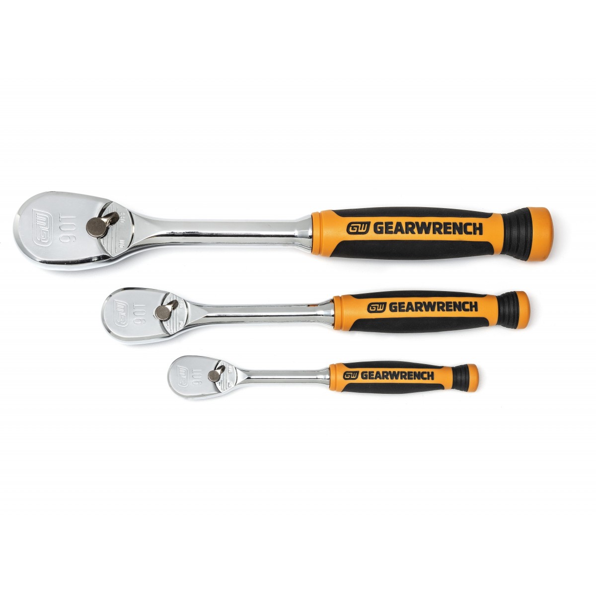 GearWrench KD81207T 0.25&#44; 0.37 & 0.5 in. 90 Tooth Dual Material Ratchet Set - 3 Piece