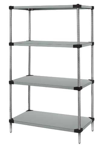 Quantum Storage Systems Quantum Storage WRS4-54-2430SS Solid 4 Shelf Starter Units, Stainless Steel - 24 x 30 x 54 in.