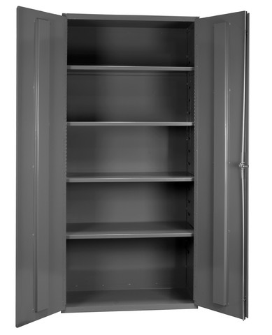Durham 3501-4S-95 14 Gauge Fold Door Style Lockable Shelf Cabinet with 4 Adjustable Shelves, Gray - 36 in.