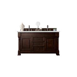 James Martin Furniture 147-114-5661-3ENC 60 in. Brookfield Double Vanity with 3 cm Ethereal Noctis Quartz Top&#44; Burnished Mahogany