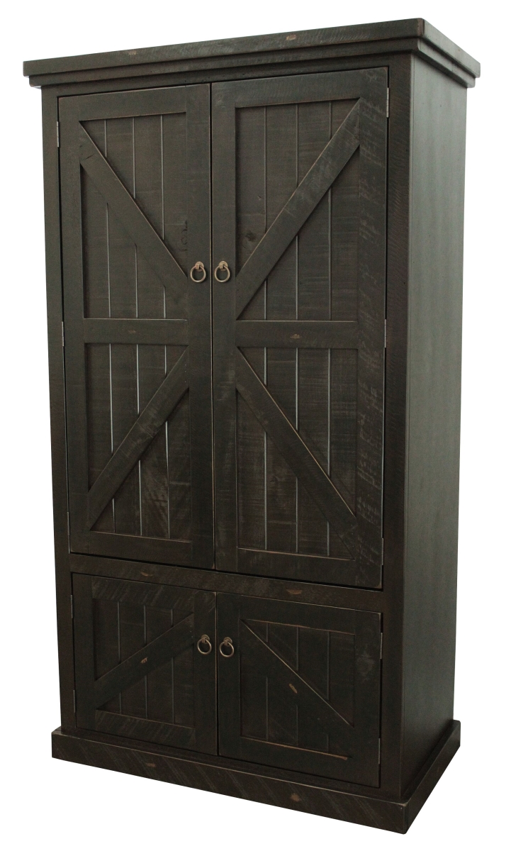 American Heartland 30790RBK Rustic Double Door Armoire with Garmont Rod, Rustic Antique Black