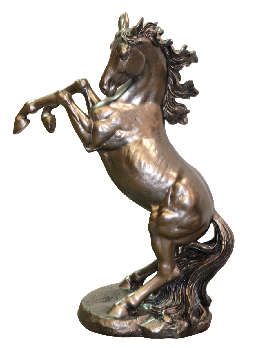 AFD Home 12007553 Resin Rearing Stallion Statue&#44; Bronze