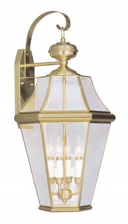 Lighting Business 4 Light Outdoor Wall Lantern in Polished Brass