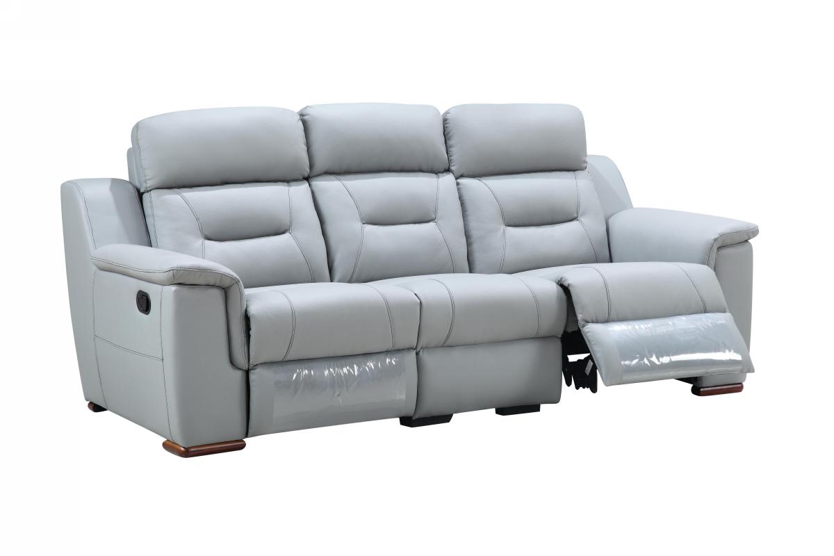 Gfancy Fixtures 90 x 41 x 41 in. Modern Gray Leather Reclining Sofa