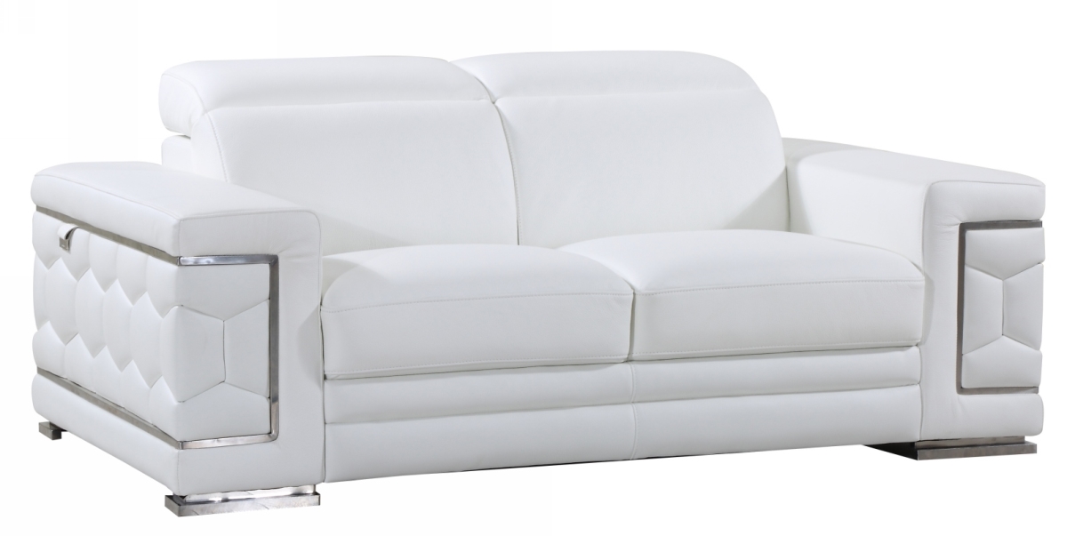 HomeRoots 329594 71 in. Sturdy White Leather Loveseat