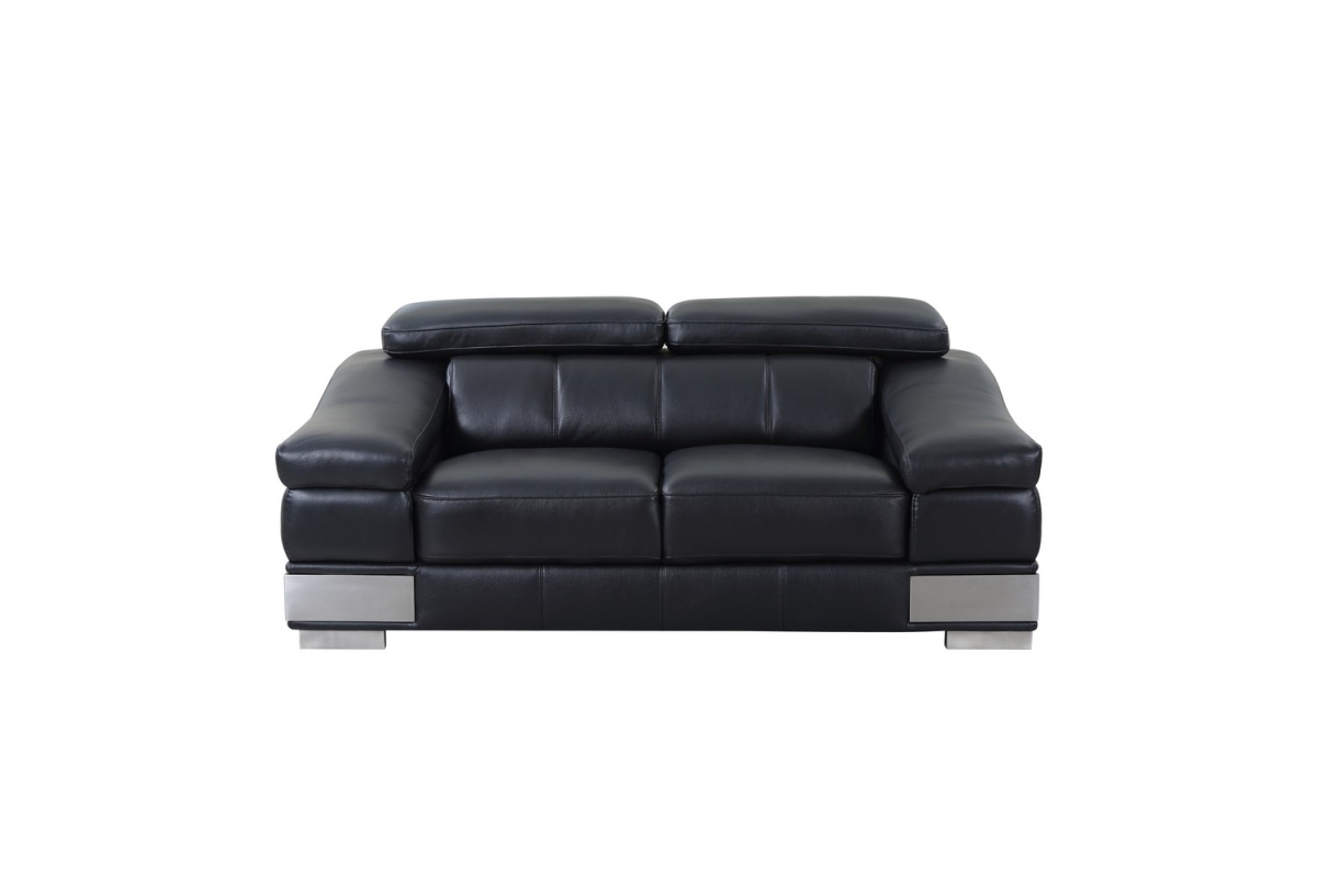 MeWe Home Roots 329714 Modern Leather Loveseat, Black - 31-39 in.