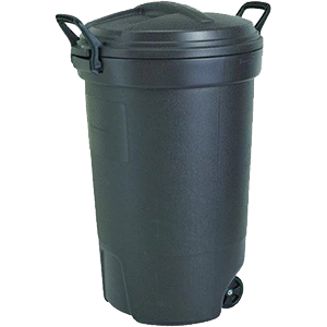 UNITED COMB & NOVELTY RM133901 32 Gallon Black Roughneck With Wheels Trash Can- Pack of 6