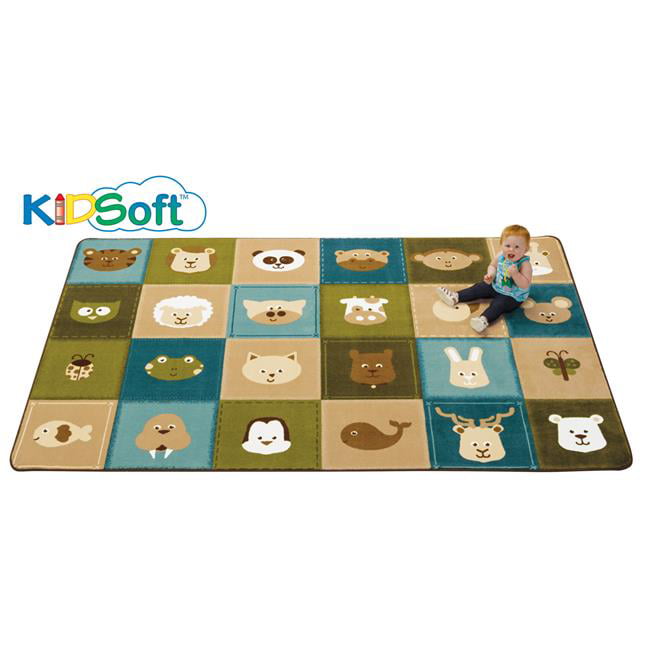 Carpets for Kids 43758 8 ft. x 12 ft. Animal Patchwork Rectangle Rug - Nature