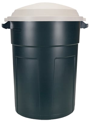 Vortex 2894-87 EGRN Plastic Refuse Trash Can With Dark Platinum Lid - 32 Gallon, Pack Of 8