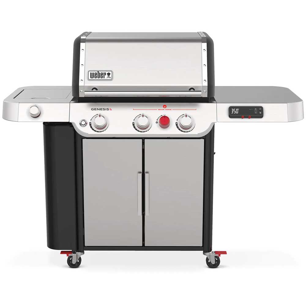 WEBER-STEPHEN PRODUCTS 102612 Genesis SX-335 Smart Tech LP Gas Grill with 39000-BTUs Side & Sear 3-Burners&#44; Stainless Steel
