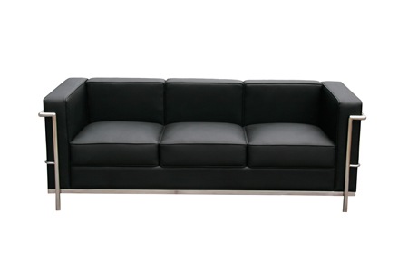 J&M Furniture J & M Furniture 176551-S-BK Cour Italian Leather Sofa - Black