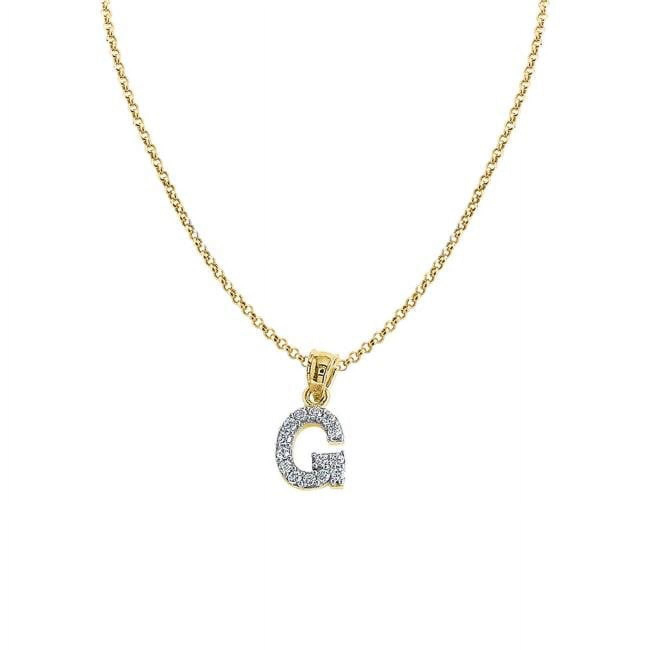 Precious Stars PT2123G-CH227-22 22 in. 14K Yellow Gold Cubic Zirconia Initial Letter G Pendant with 1.2 mm Rolo Chain