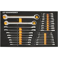 GearWrench KDT-86527 72-Tooth 12 Point Metric Standard & Stubby Combo Ratcheting Wrench Set with EVA Foam Tray&#44; 28 Piece