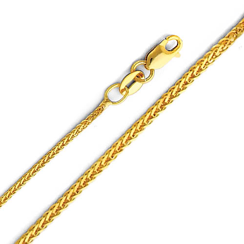 Precious Stars Jewelry 14k Yellow Gold 0.8-mm Square Wheat Chain Necklace (16 inch)