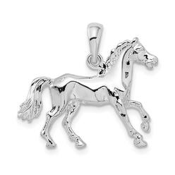 Quality Gold QC10355 Sterling Silver Polished 3D Walking Horse Pendant