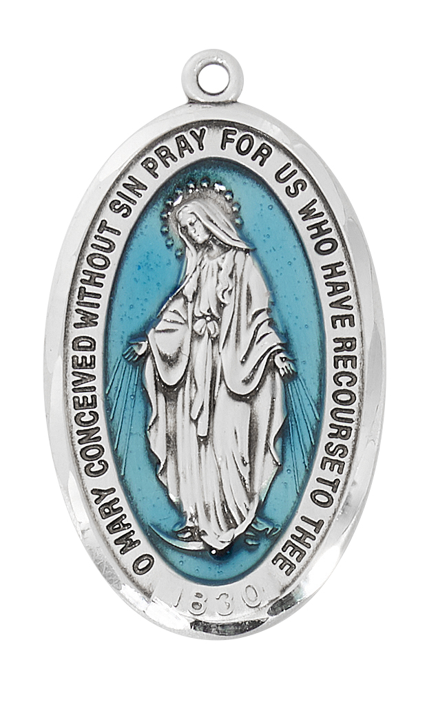 McVan L849 24 in. Miraculous Medal Boxed Pendant&#44; Silver