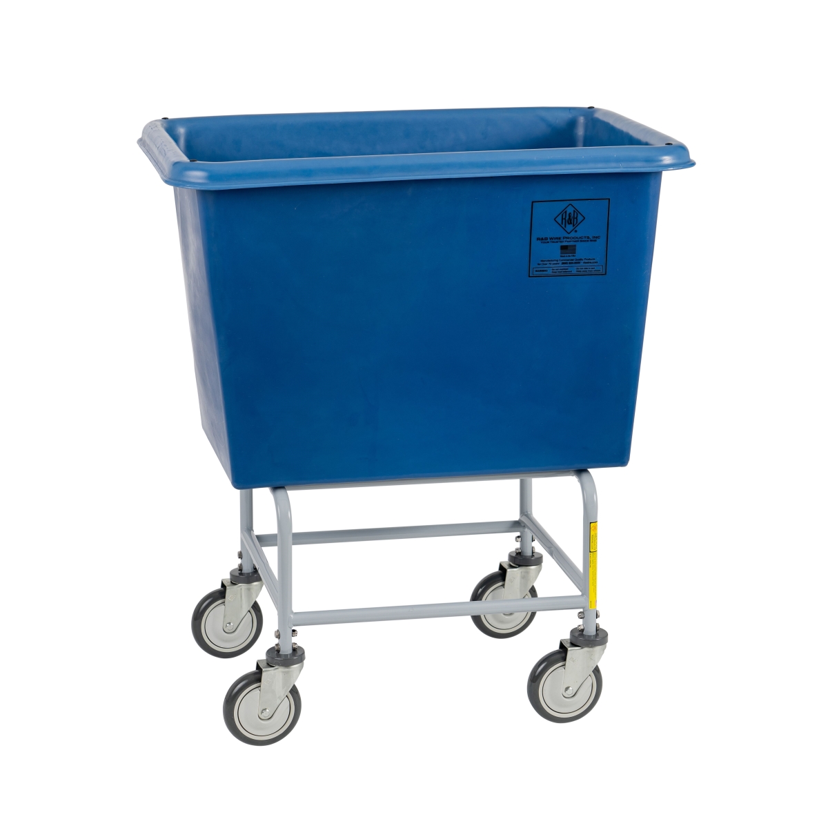 R&B Wire Products R&B Wire 468PTB 8 Bushel Elevated Poly Laundry Truck with Bumper&#44; Blue