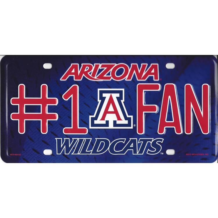 212 Main MTF460102 6 x 12 in. Arizona Wildcats No.1 Fan Metal License Plate