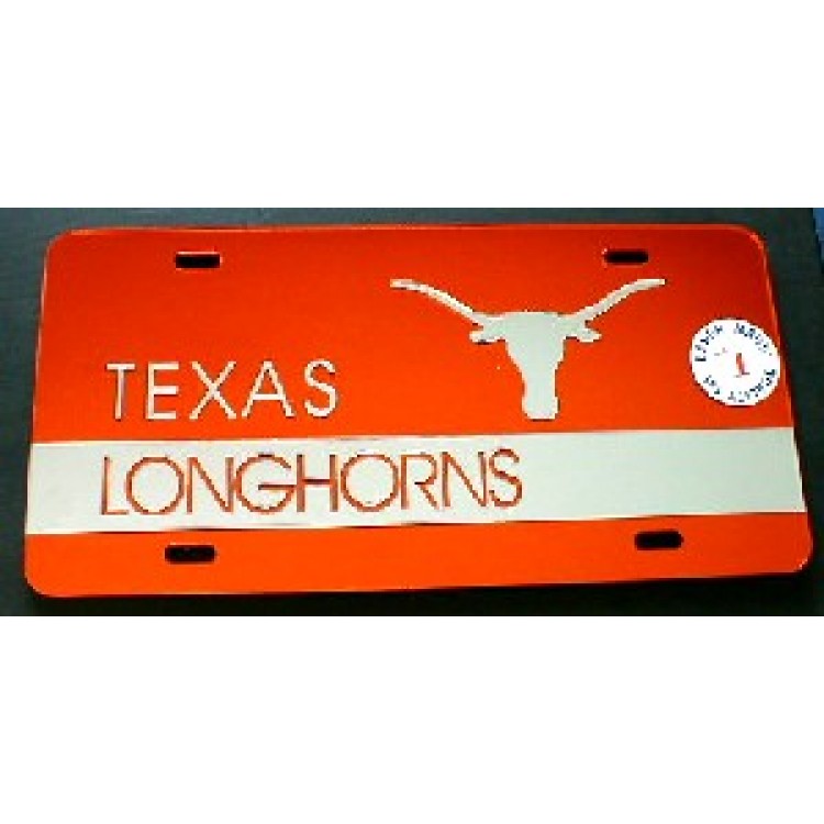 212 Main 22-192063 6 x 12 in. Texas Longhorns Orange Laser Team License Plate