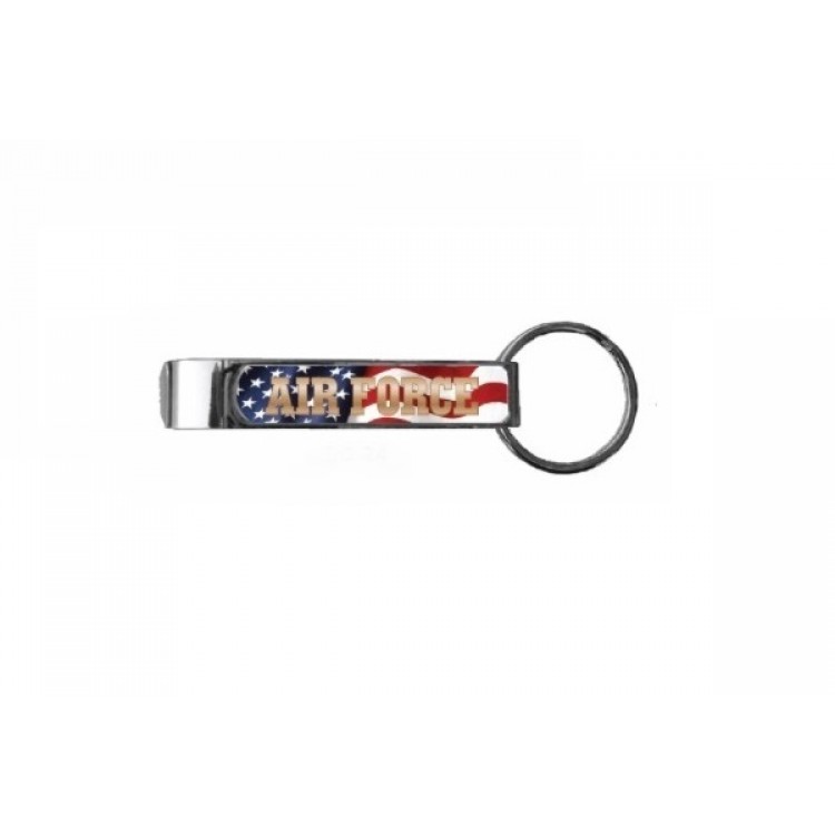 212 Main BO-24 4 x 0.5 in. Air Force on Wavy American Flag Beverage Tool Opener with Key Ring