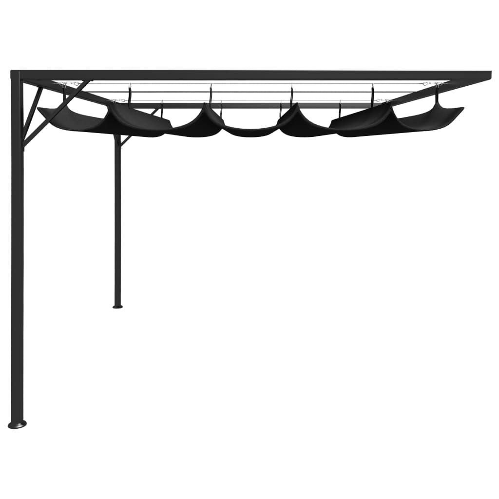 OnlineGymShop CB21227 118.1 x 118.1 x 90.6 in. Outdoor Wall Gazebo Canopy with Retractable Roof&#44; Anthracite