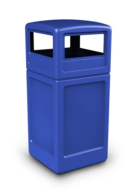 DCI Marketing Commercial Zone Products 73290499 42-gallon Square Waste container with Dome Lid  Blue