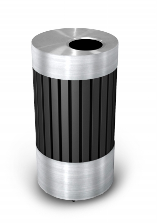 DCI Marketing Commercial Zone 727543 Riverview 1  Stainless Steel and Black Powder-Coated Steel Waste Receptacle
