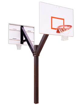 NewAlthlete Legend Playground Dual Steel Double Sided In Ground Fixed Height Basketball System&#44; Columbia Blue