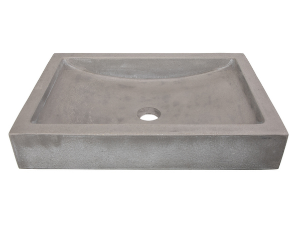 Eden Bath EB-N008DG 22 in. Shallow Wave Concrete Rectangular Vessel Sink, Dark Gray