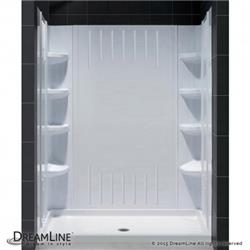 Dreamline DL-6148L-01 36 x 60 in. SlimLine Single Threshold Shower Base Left Hand Drain & QWALL-3 Shower Backwall Kit, White