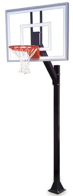 NewAlthlete Legacy Turbo-BP Steel-Glass In Ground Fixed Height Basketball System&#44; Columbia Blue