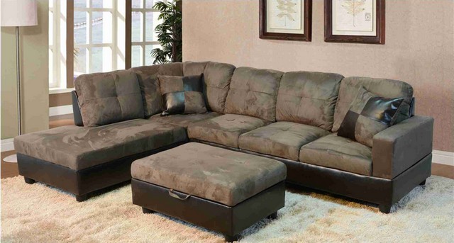 Lifestyle Furniture LF102A Avellino Left Hand Facing Sectional Sofa- Olive Green - 35 x 103.5 x 74.5 in.