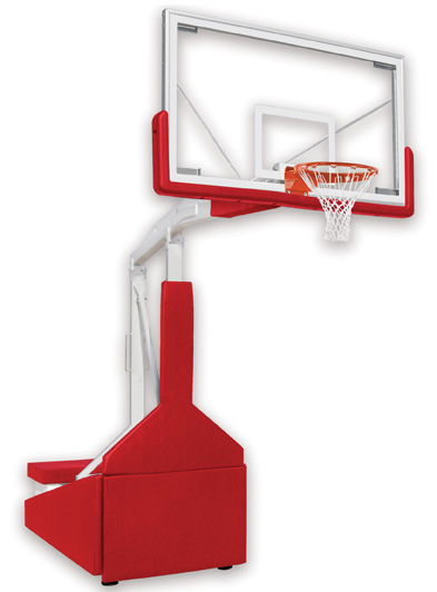 NewAlthlete Tempest Triumph Steel-Glass Portable Basketball System With Official Glass Backboard&#44; Maroon