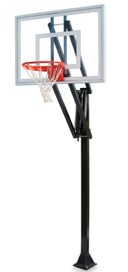 NewAlthlete Vector Turbo-BP Steel-Glass In Ground Adjustable Basketball System&#44; Purple