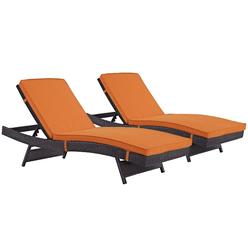 Modway Furniture Modway EEI-2428-EXP-ORA-SET Convene Outdoor Patio Chaise, Espresso & Orange - Set of 2
