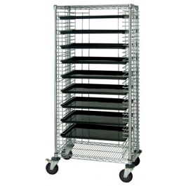 Fast Fans Chrome Conductive Systems Wire Shelving ESD Tray Carts - 30 x 18 x 69 in.