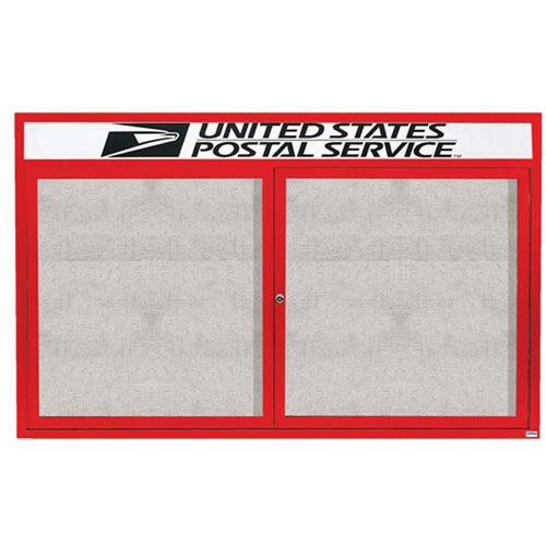 Aarco Products ODCC4872RHIR Illuminated Outdoor Enclosed Bulletin Board with Header - Red
