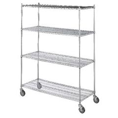 R&B Wire Products R&B Wire LC243672 24 in. x 36 in. x 72 in. Linen Cart with Four Wire Shelves