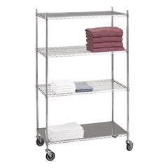 R&B Wire Products R&B Wire LC244872SOL 24 in. x 48 in. x 72 in. Linen Cart with Solid Bottom 16 Gauge Chrome Plated Shelf